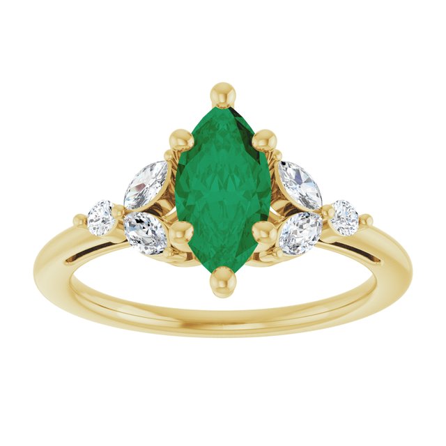 14K Yellow 10x5 mm Marquise 1 1/6 CTW Natural Diamond Semi-Set Engagement Ring
124014:702:P