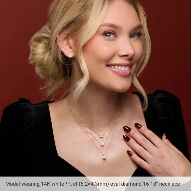 14K White 1/2 CTW Lab-Grown Diamond Solitaire 16-18" Necklace