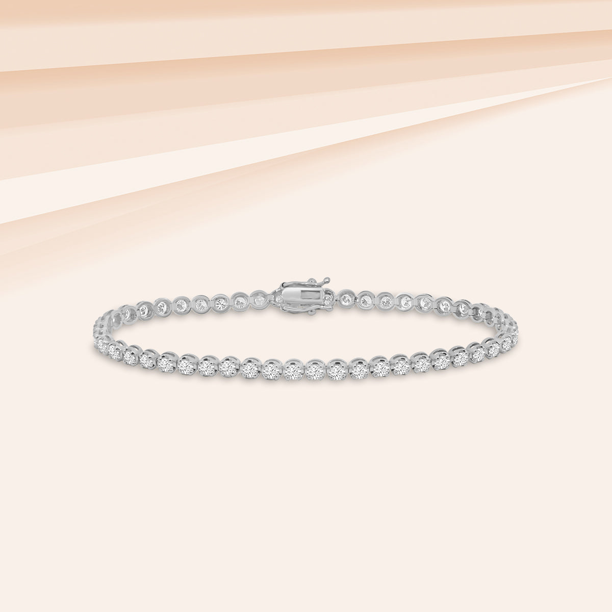 14KW Lab Grown 4 Prong 3.00 Ctw Diamond Tennis Bracelet In Crown Setting