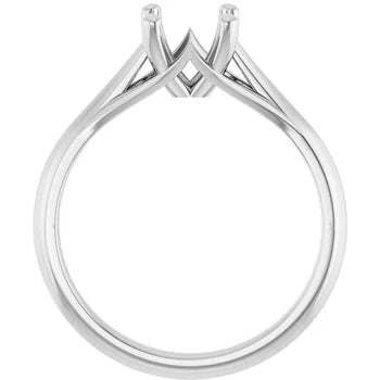 14K White Solitaire Engagement Ring Mounting