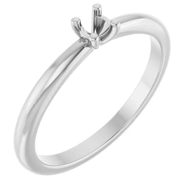 14K White 1-Stone Ring Mounting