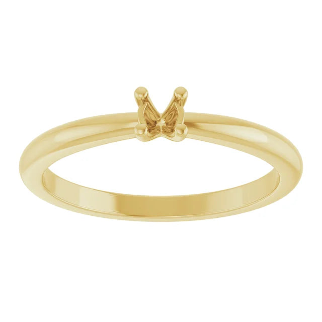 14K White 1-Stone Ring Mounting