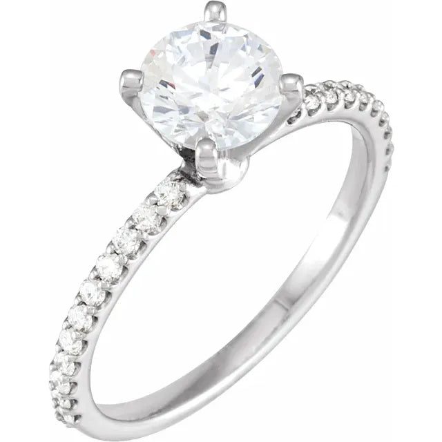 14K 1/5 CTW Natural Diamond Semi-Set Engagement Ring