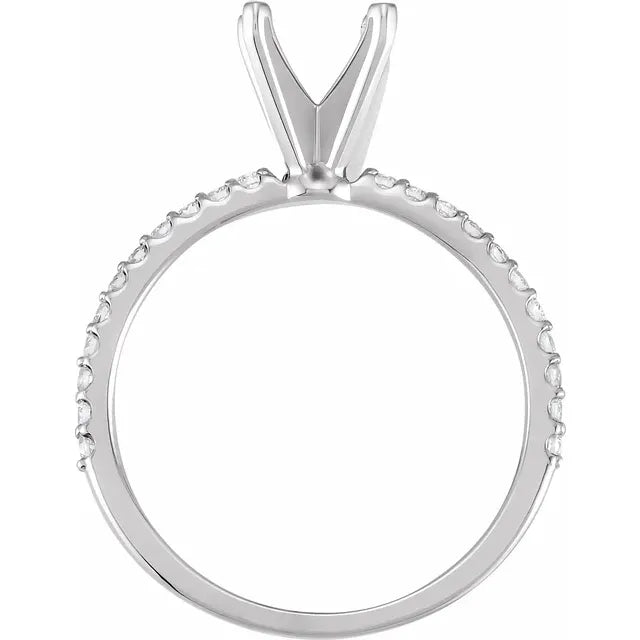 14K 1/5 CTW Natural Diamond Semi-Set Engagement Ring