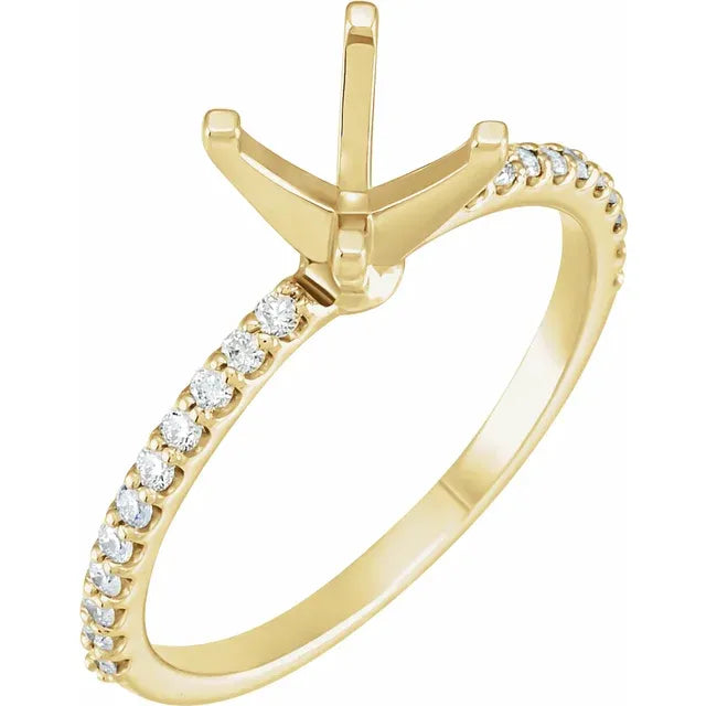 14K 1/5 CTW Natural Diamond Semi-Set Engagement Ring