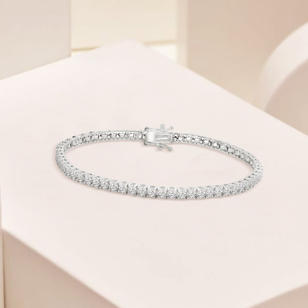 14KW Lab Grown Diamond 4 Prong 5.00 Ctw Tennis Bracelet 7 in