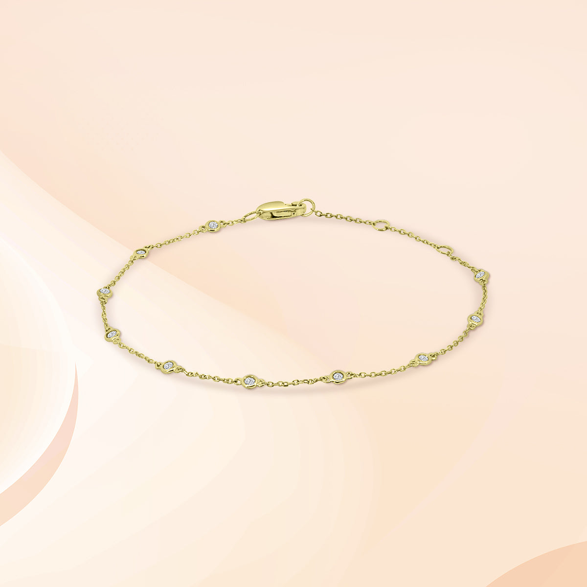 14KY 0.25 Ctw Diamond By Yard Bracelet With 10 Stn