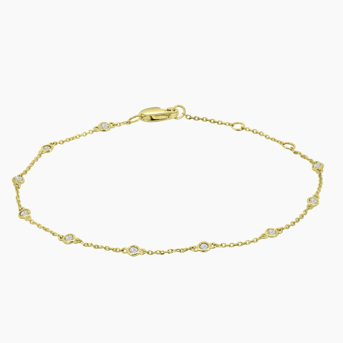 14KY 0.25 Ctw Diamond By Yard Bracelet With 10 Stn