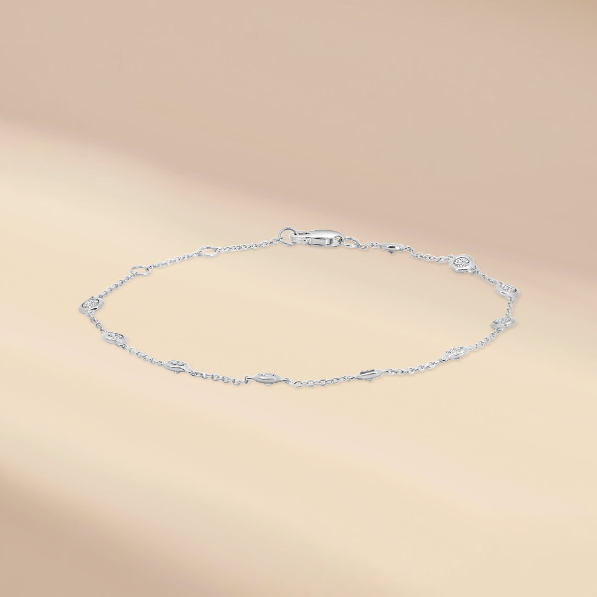14KR 0.50 Ctw Natural Diamond By Yard Bracelet With 10 Stones