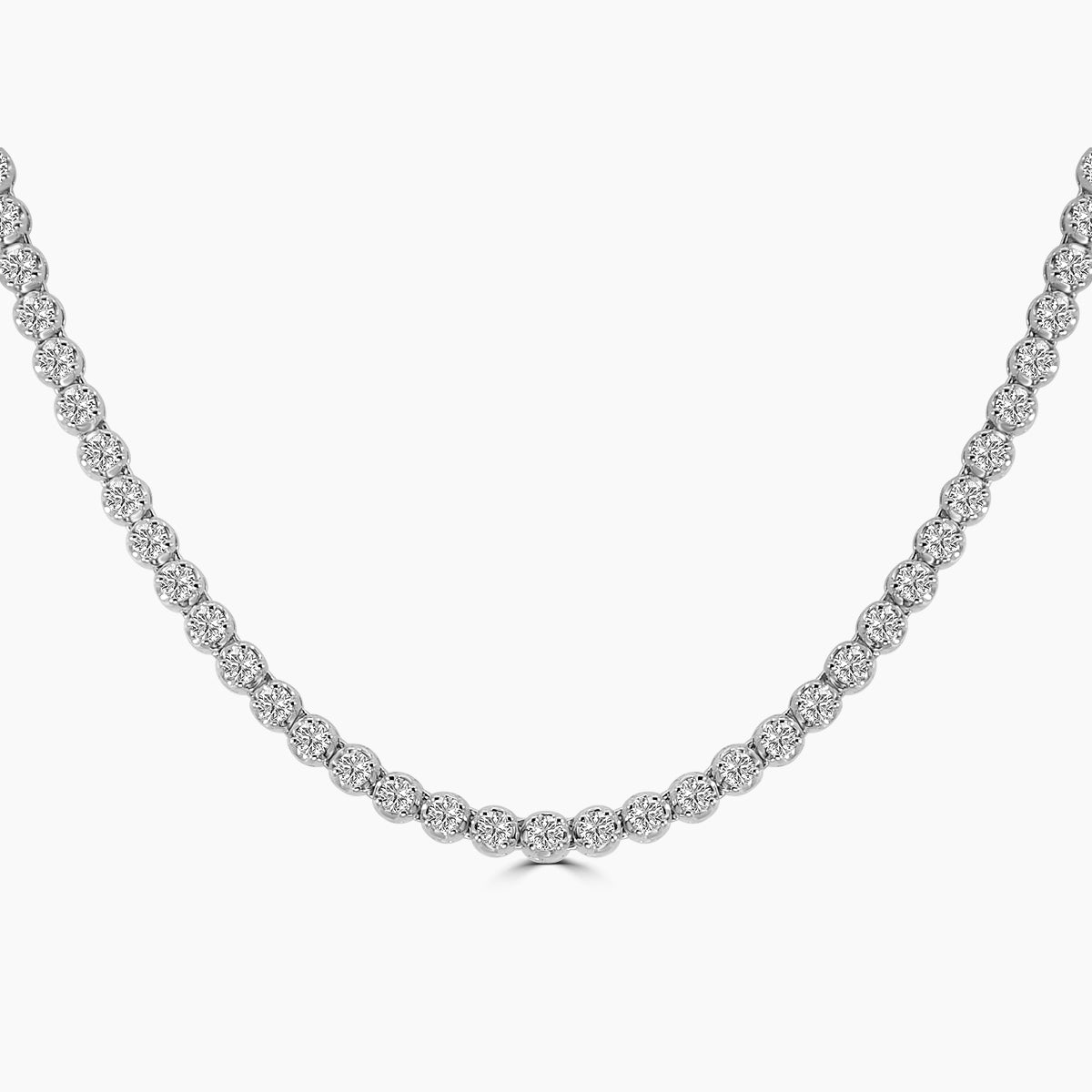 14K White or Yellow Classic Standard 4 Prong 3.00 Ctw Straight Diamond Tennis Necklace In Crown
