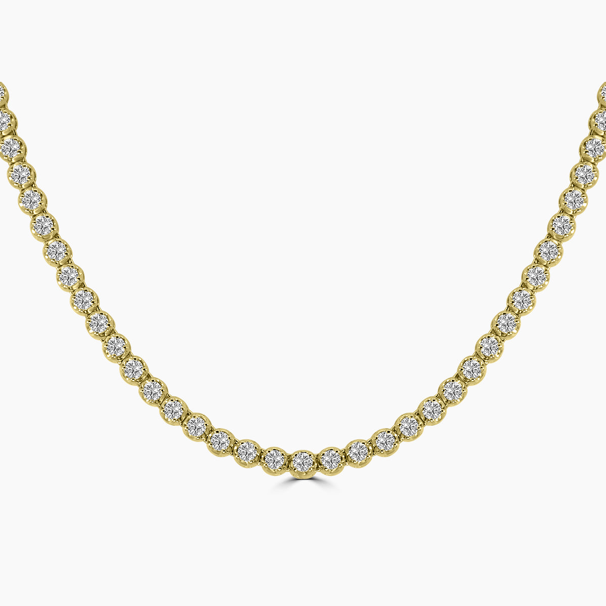 14K White or Yellow Classic Standard 4 Prong 3.00 Ctw Straight Diamond Tennis Necklace In Crown