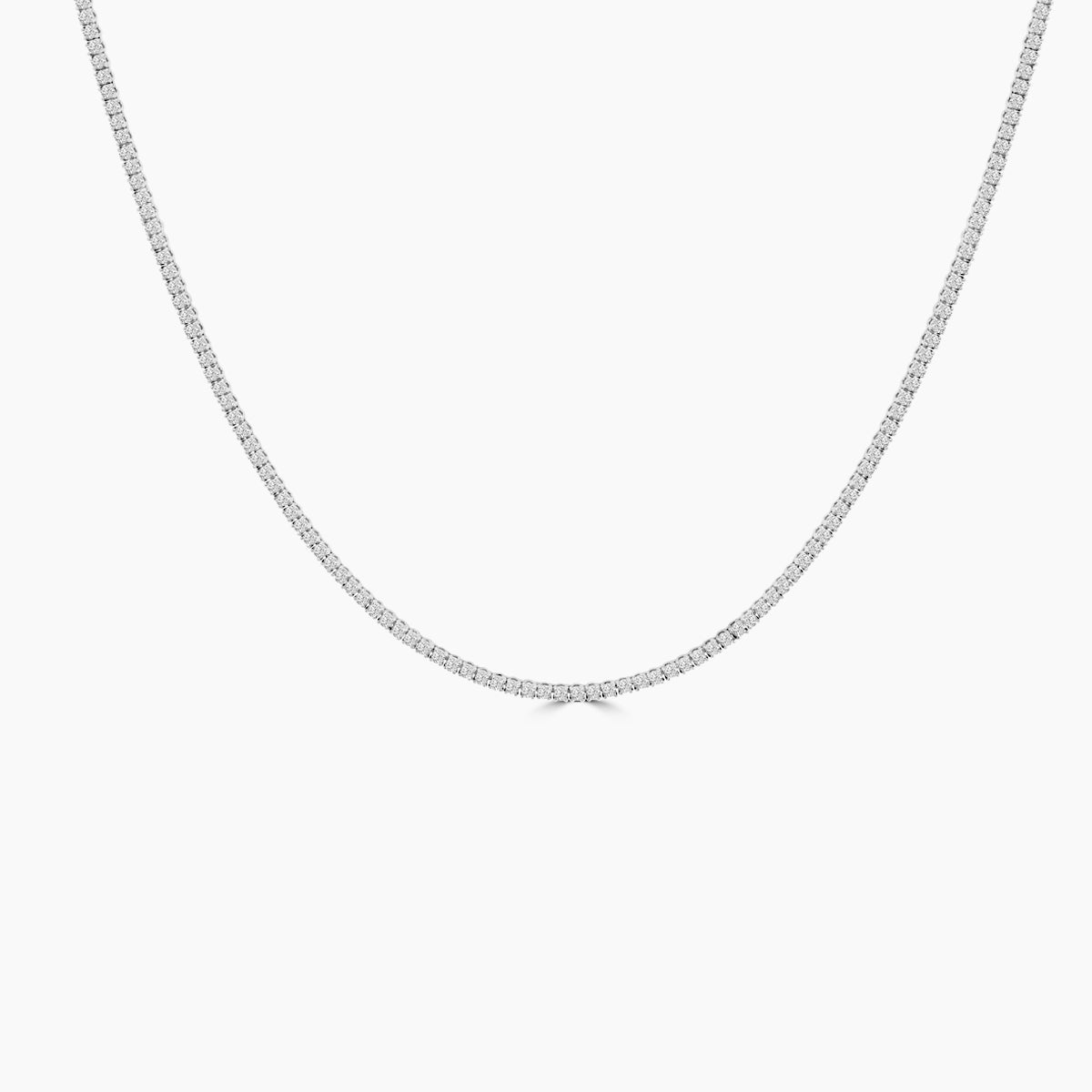 14K Classic Standard 4 Prong 4.00 Ctw Straight Diamond Tennis Necklace