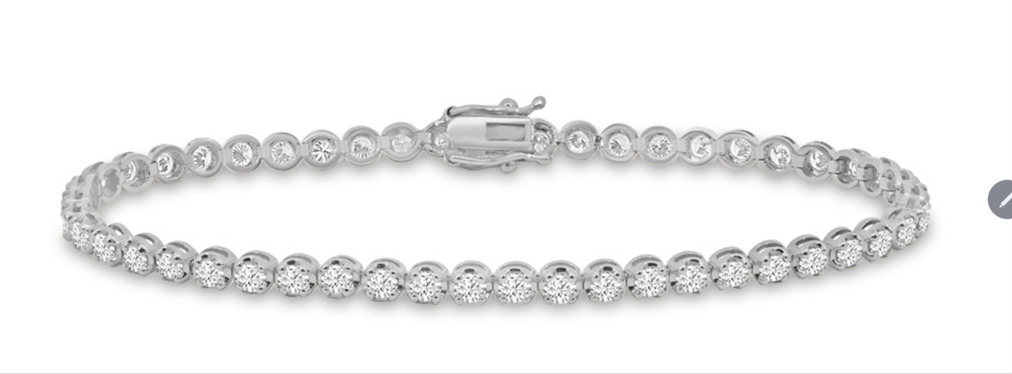 14KW Lab Grown 4 Prong 3.00 Ctw Diamond Tennis Bracelet In Crown Setting