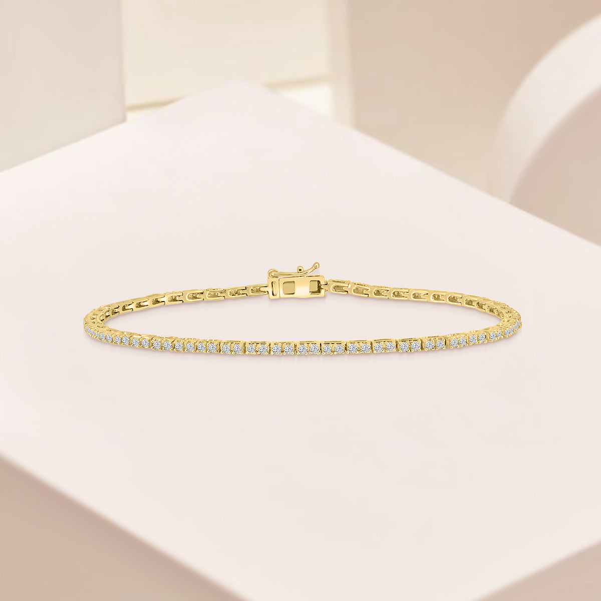 14KW Natural Diamond Classic 4 Prong 1.00 Ctw Tennis Bracelet
