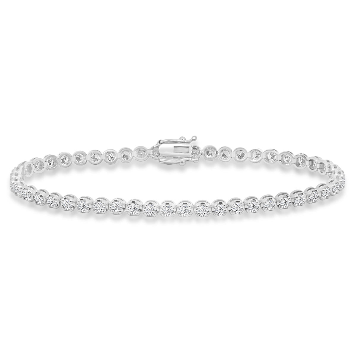 14KW Lab Grown 4 Prong 3.00 Ctw Diamond Tennis Bracelet In Crown Setting