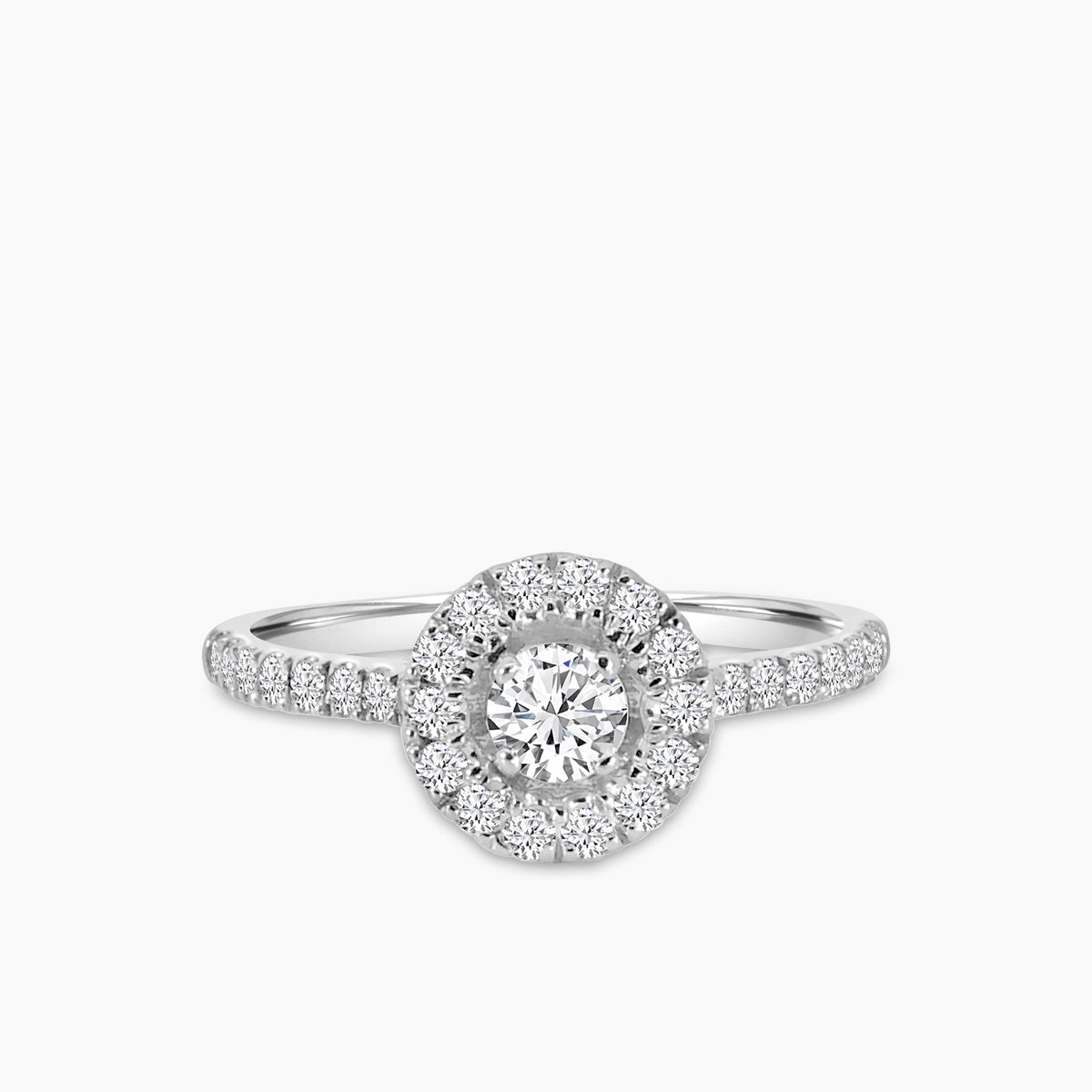 14KW 0.80 Ct Halo Bridal Ring With 0.25 Rd Center