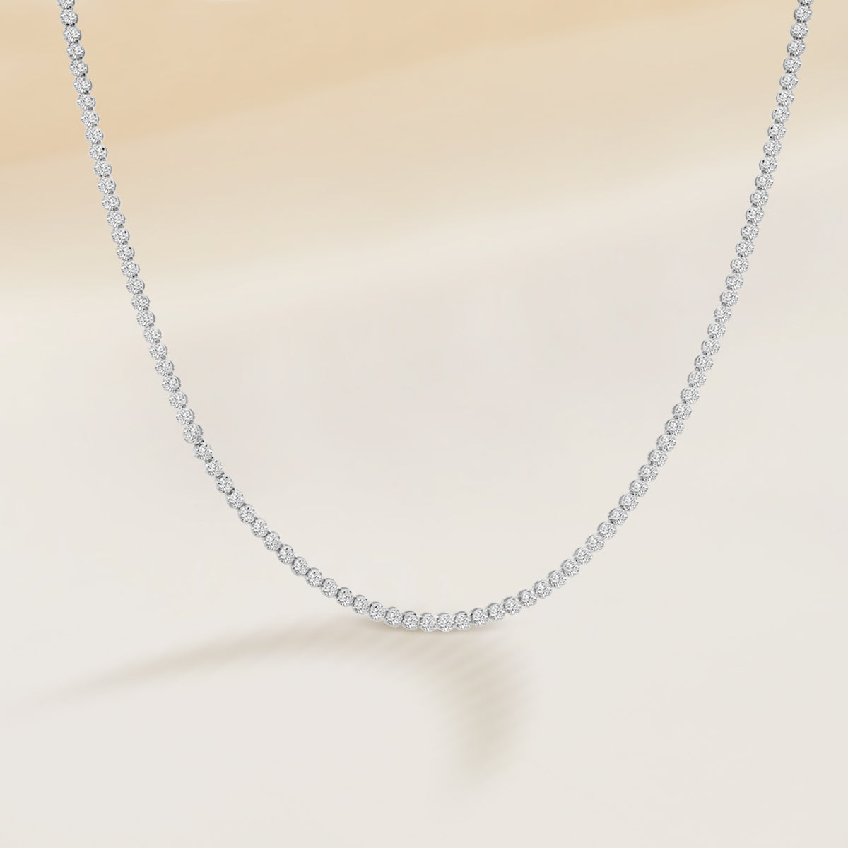 14K Classic Standard 4 Prong 4.00 Ctw Straight Diamond Tennis Necklace