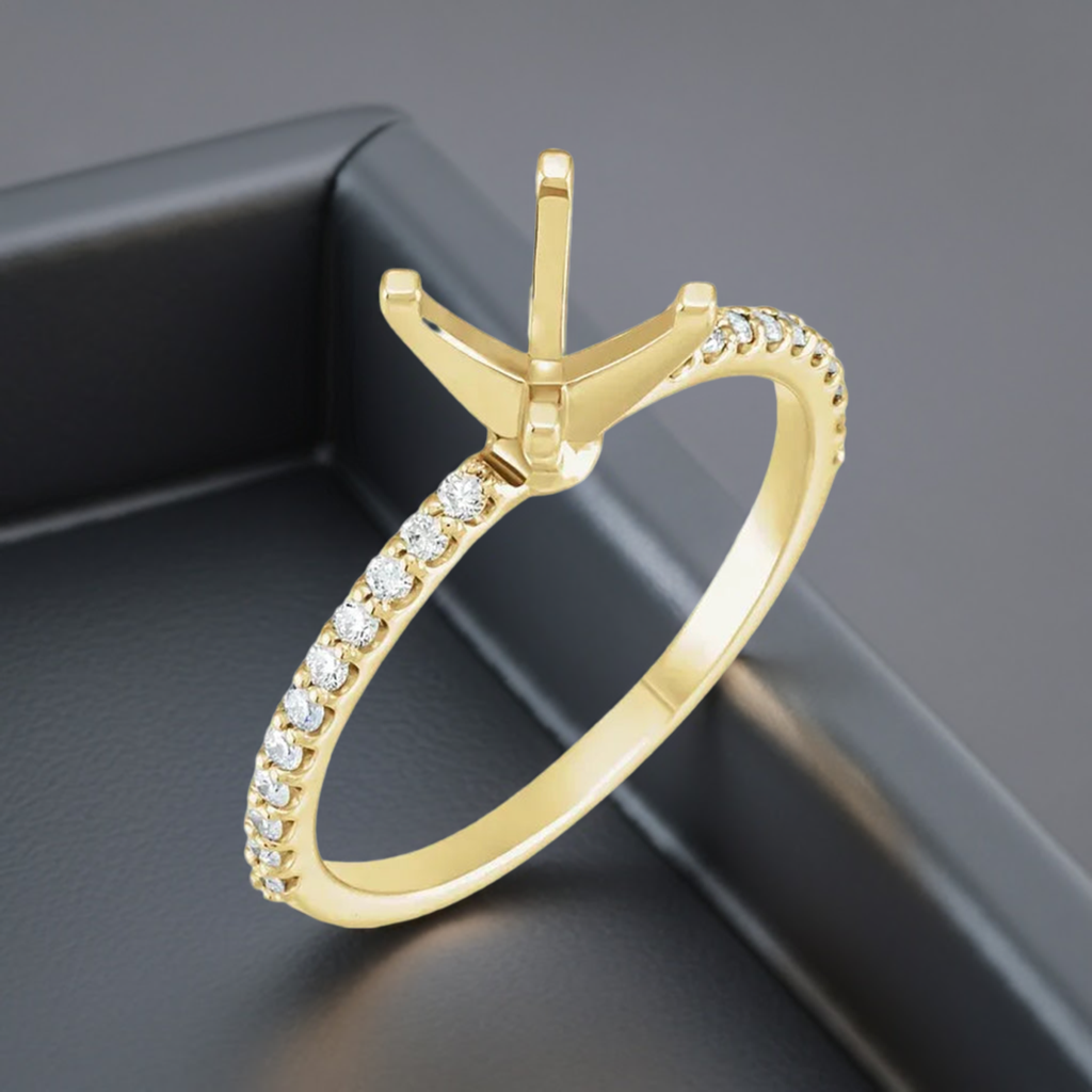 14K 1/5 CTW Natural Diamond Semi-Set Engagement Ring