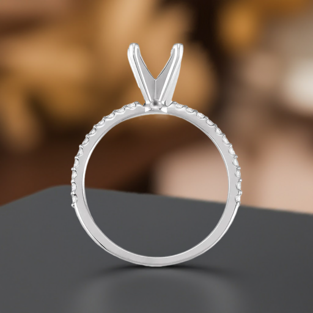 14K 1/5 CTW Natural Diamond Semi-Set Engagement Ring