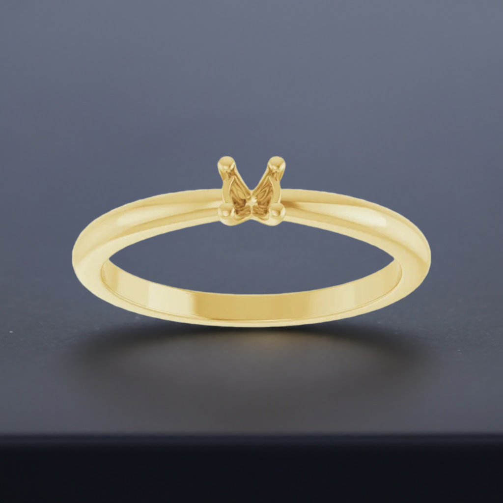 14K White 1-Stone Ring Mounting