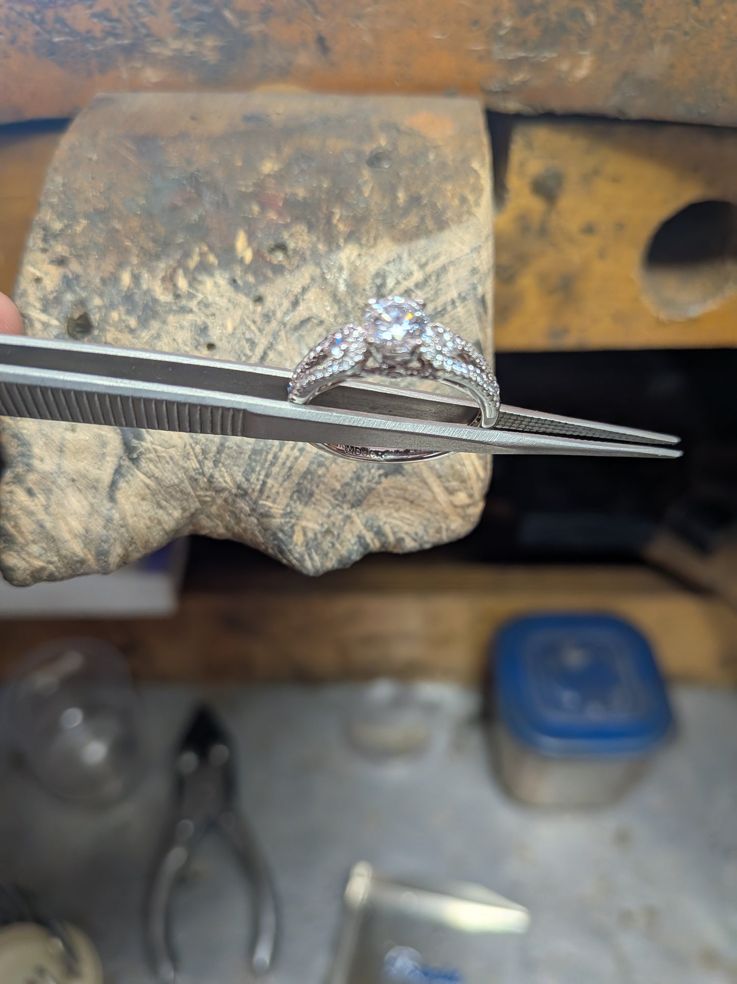 14KW Engagement Ring Accented