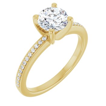 14K  6.5 mm Round Engagement Ring