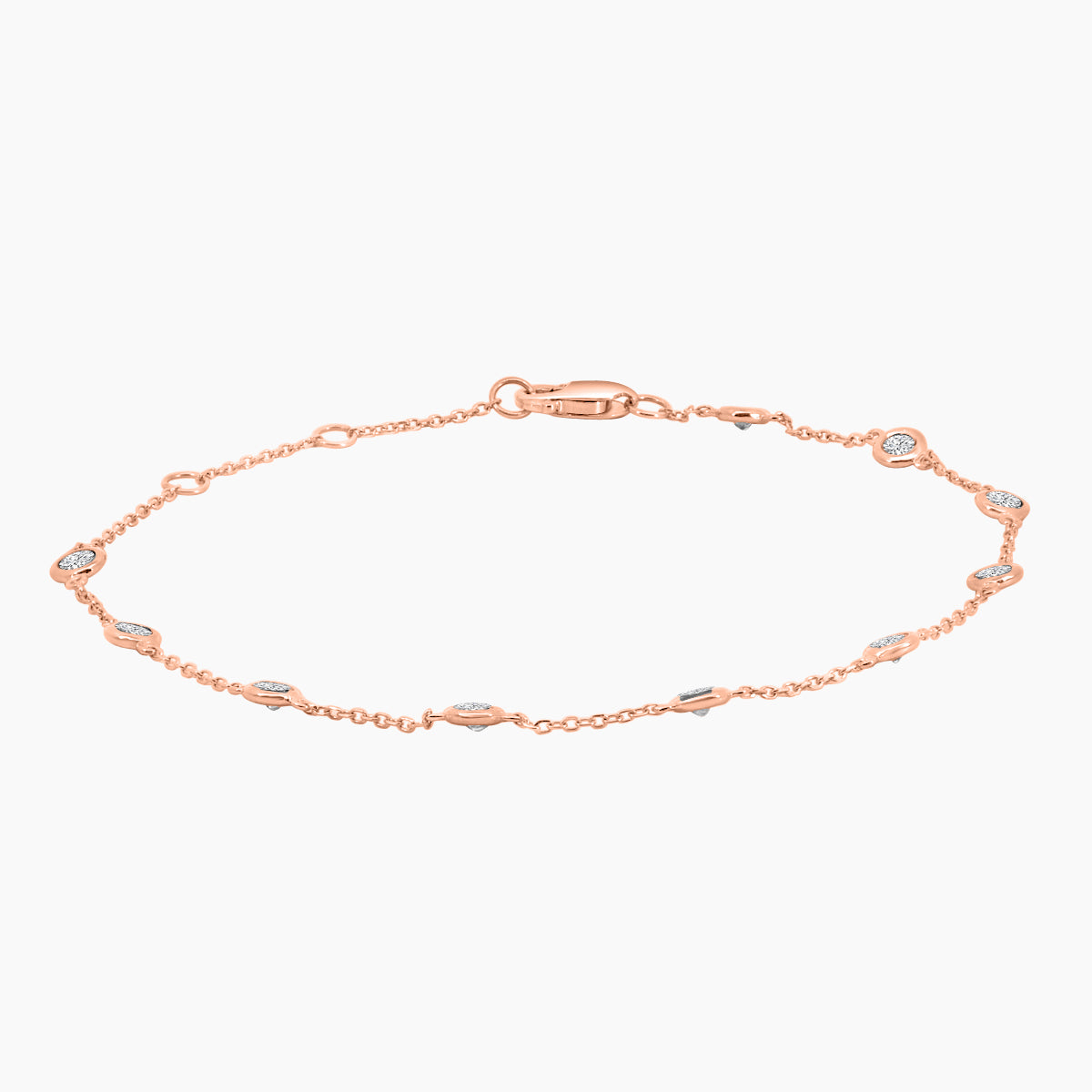 14KR 0.50 Ctw Diamond By Yard Bracelet With 10 Stones