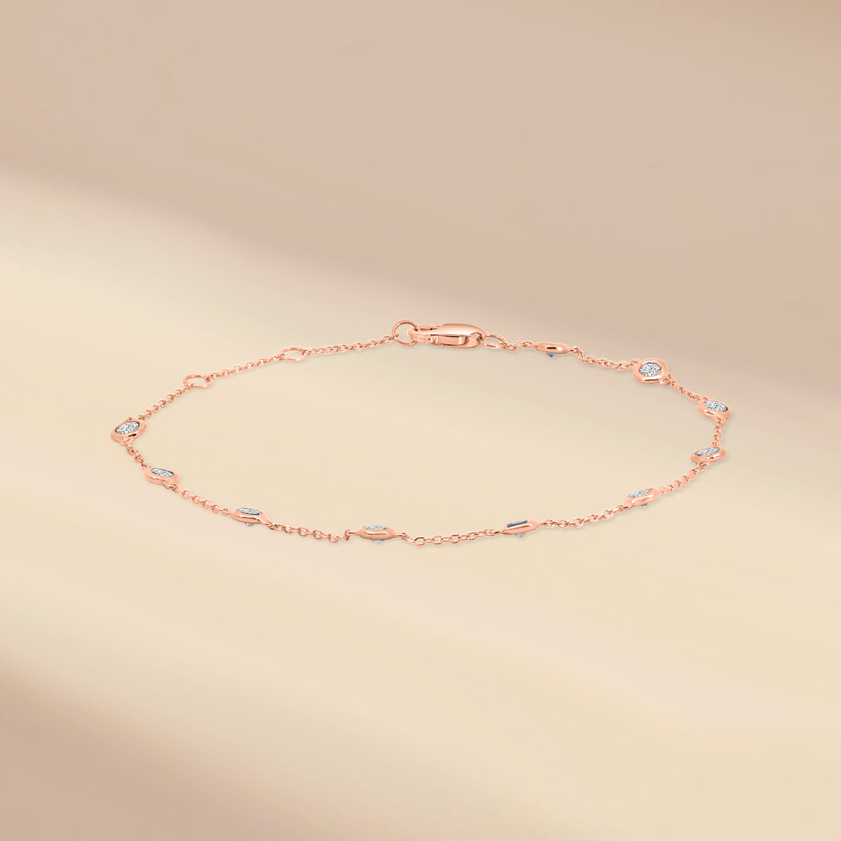 14KR 0.50 Ctw Diamond By Yard Bracelet With 10 Stones