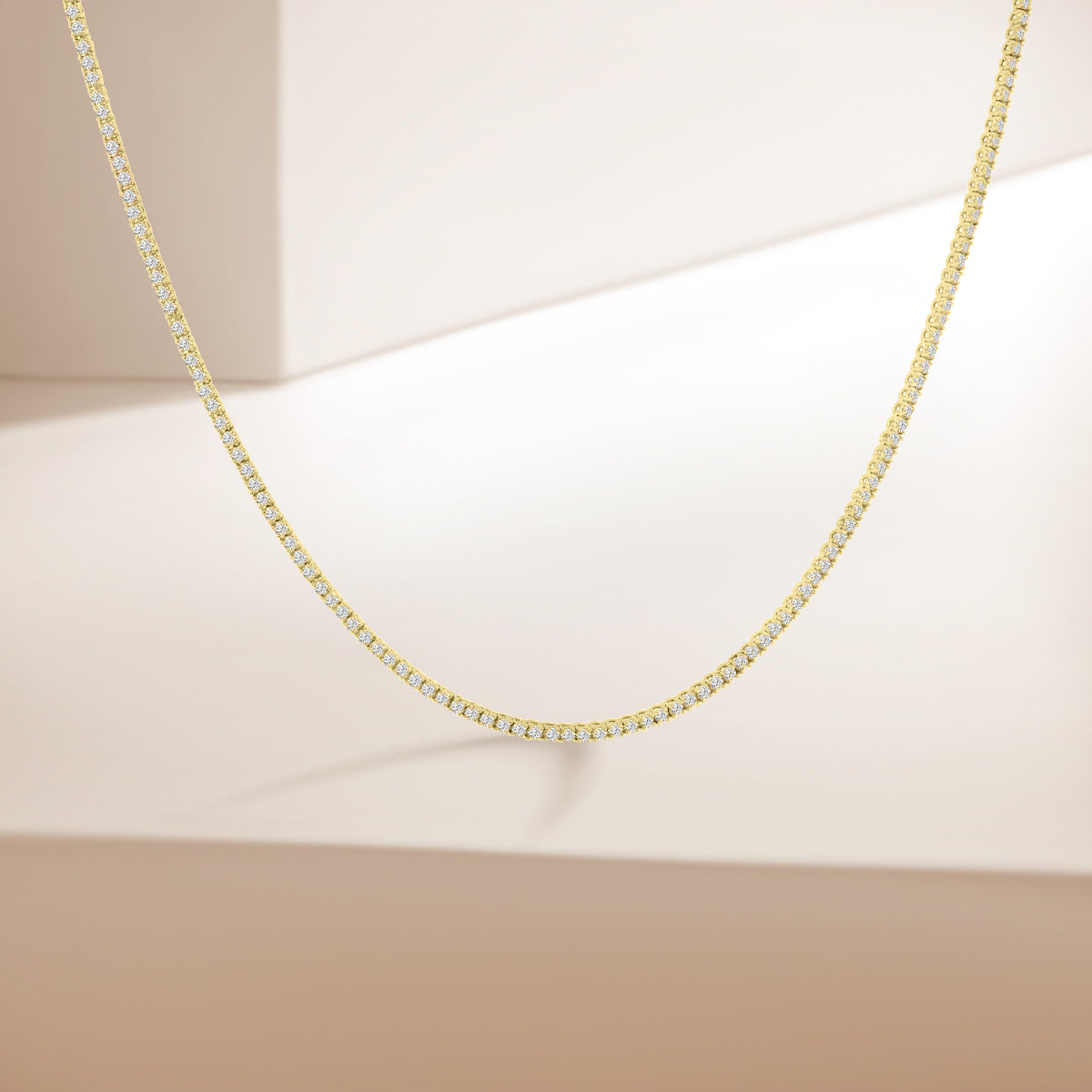 14K Classic Standard 4 Prong 4.00 Ctw Straight Diamond Tennis Necklace