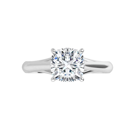 14K White Solitaire Engagement Ring Mounting