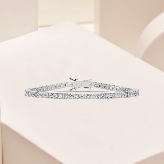14KW Classic Standard 4 Prong 3.00 Ctw Diamond Tennis Bracelet
